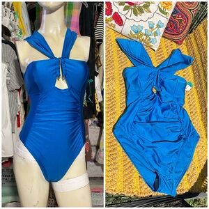 Gorgeous Shimmery Cobalt Blue One Piece Swimsuit Size XS
